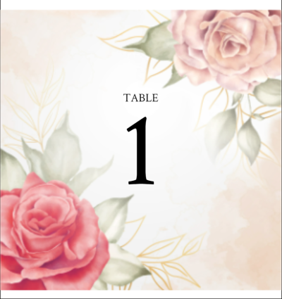 Wedding Table Number Roses